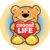 Sticker - Choose Life Teddy Bear - Roll of 500