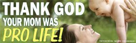 Bumper Sticker - Thank God Your Mom Was Pro Life