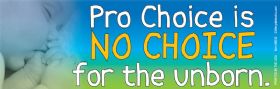 Bumper Sticker - Pro Choice is No Choice for the Unborn