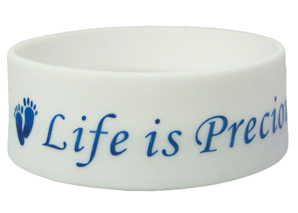 Bracelet - Life is Precious - White 1 inch high